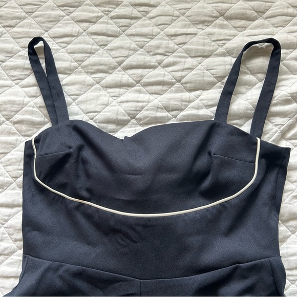 ASOS DESIGN Bow Back Romper in Navy - Picture 5 of 13